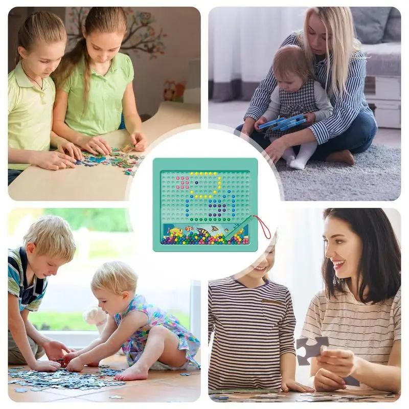 Magnetic Drawing Board Toy DIY Creative Magnet Puzzle Board Eye-Catching Color Fine Motor Skills Toy for Home School Travel and