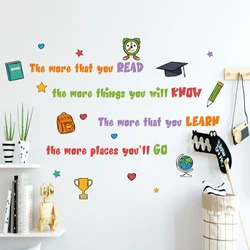 1pc Wallpapers Slogan Graphic  Learn Inspirational Slogans Wall Stickers For Children Read And Learn For Study For Home Art