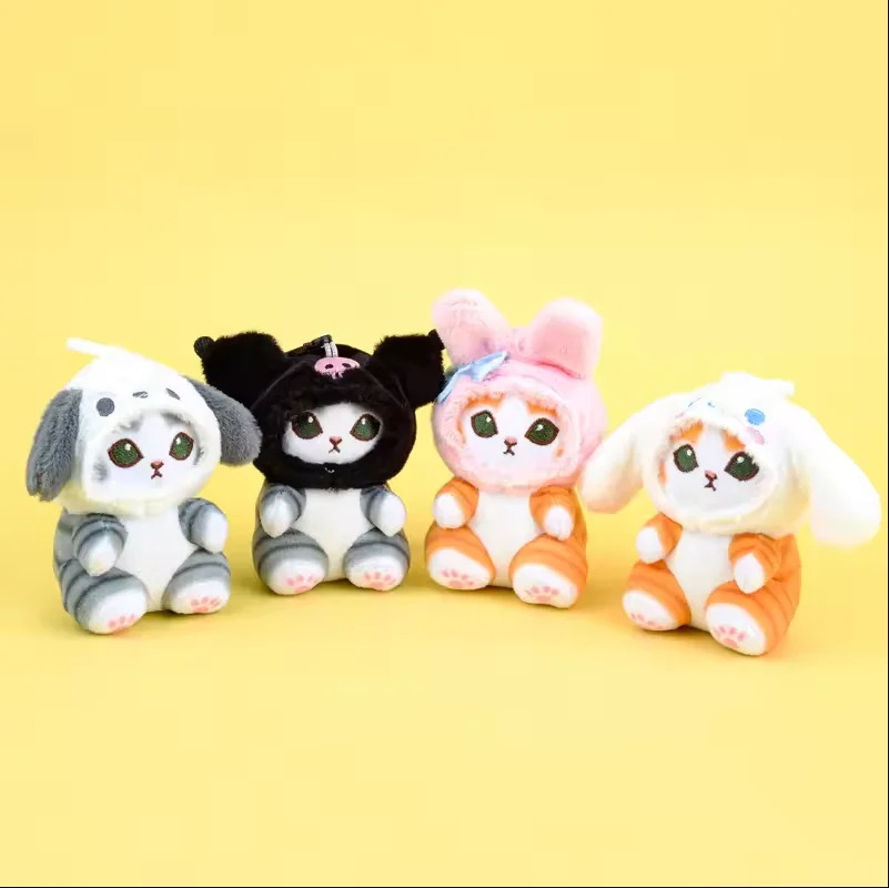 @@@2025** اليابانية لطيف الكرتون سحب سانريو مع لطيف القط دمية ألعاب من نسيج مخملي حقيبة معلقة فتاة القلب هدية!