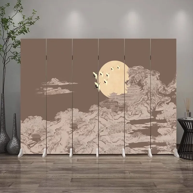 Chinese Style Movable Folding Screen Partition for Living Room Entrance Hotel Tea Room Indoor Decorative Room Divider