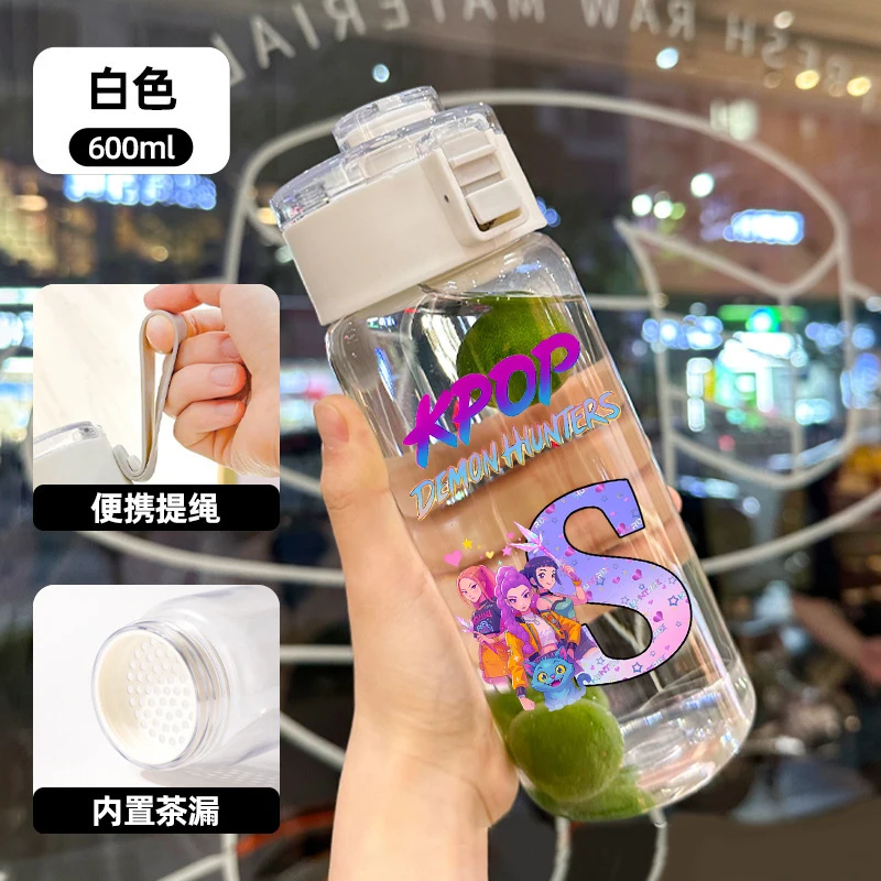 600 مللي KPop شيطان الصيادين زجاجة ماء شفافة الكرتون رسالة مطبوعة أكواب الطلاب المحمولة موضة كوب ماء رياضي الهدايا #2