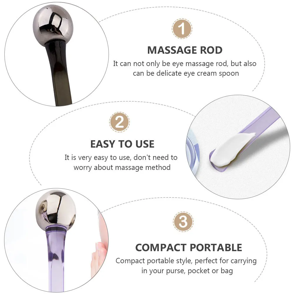 3 ชิ้น ไม้กดจุดนวดหน้า ช้อนครีม อุปกรณ์ดูแลผิวหน้าแบบพกพา บรรเทาอาการล้าของดวงตา ลดรอยคล้ำใต้ตา ดีไซน์กะทัดรัด เครื่องนวดรอบดวงตา