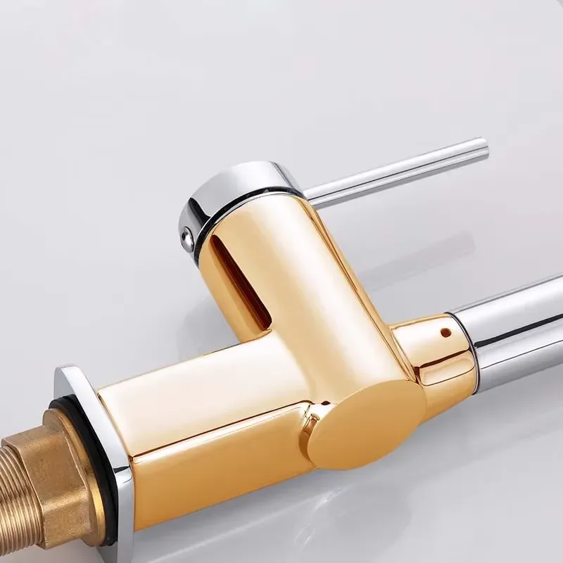 Kitchen Full Brass Pull Out Faucet 3 Mode Sprayer Rotating Sink Hot Cold Water Mixer Tap Bronze Gray