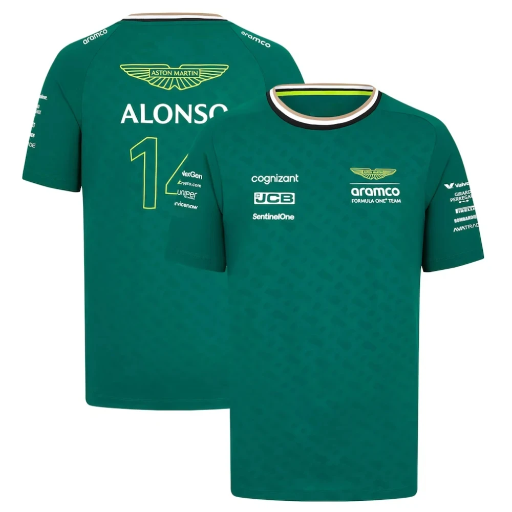 2025 Nuevo F1 Alonso No. 14 Camisa de carreras para deportes extremos para hombres y mujeres, moda informal, manga corta, camiseta transpirable de secado rápido
