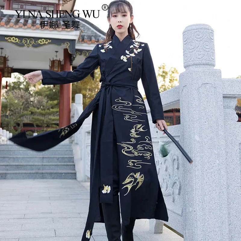 Sky06 امرأة شرقية ملابس هانفو الصينية التقليدية أزياء الساموراي اليابانية التأثيرية بدلة تانغ القديمة المبارز Femal66liU&