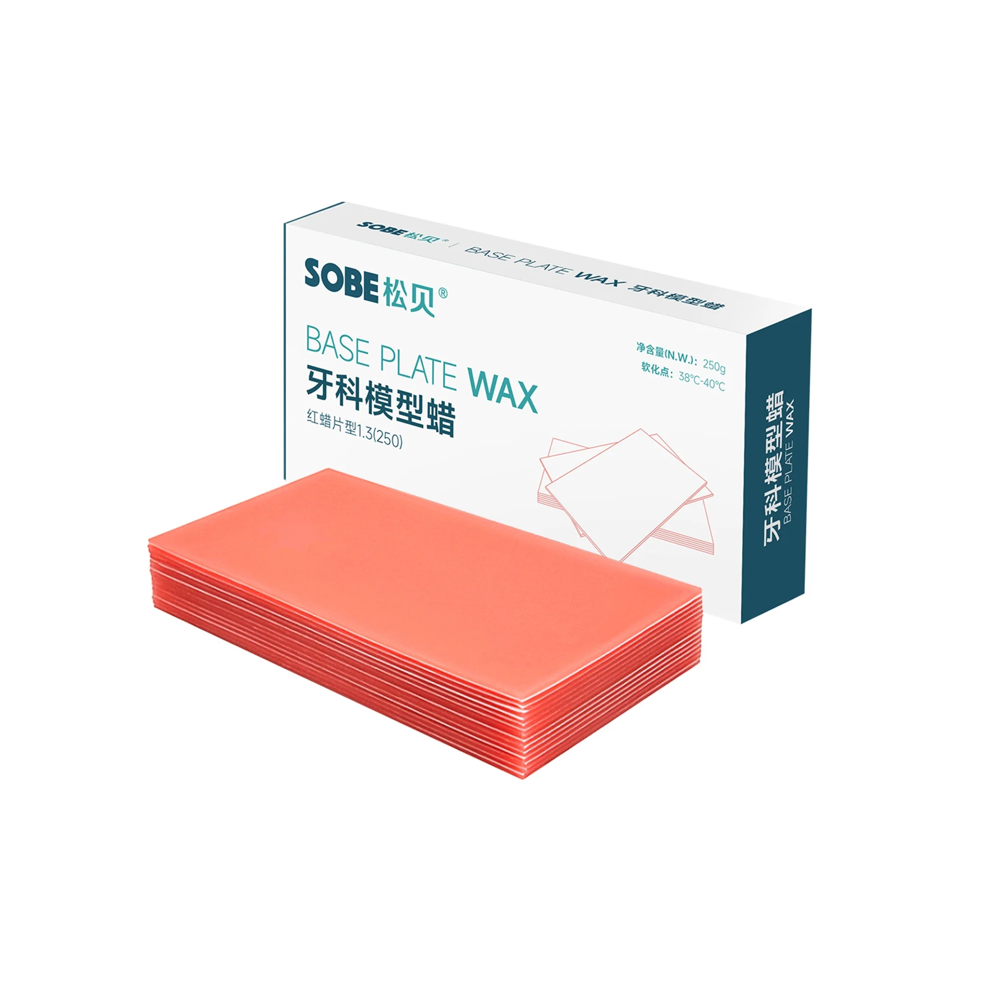 Dental Model Wax, Model Red Wax Plate Base Wax, Summer Soft wax, Oral Dental Model Wax, Red Wax Sheet Type 1.3 (250), 250g/Box