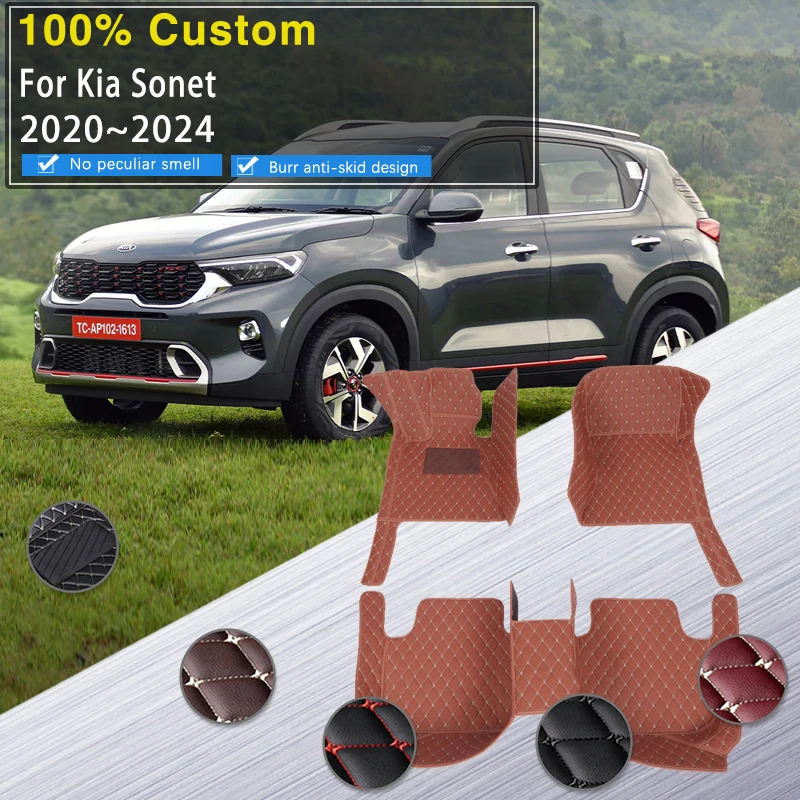 Car Floor Mats For Kia Sonet QY 2020 2021 2022 2023 2024 5saet Water Proof Rugs Car Matt Tapetes Para Automovil Car Accessories