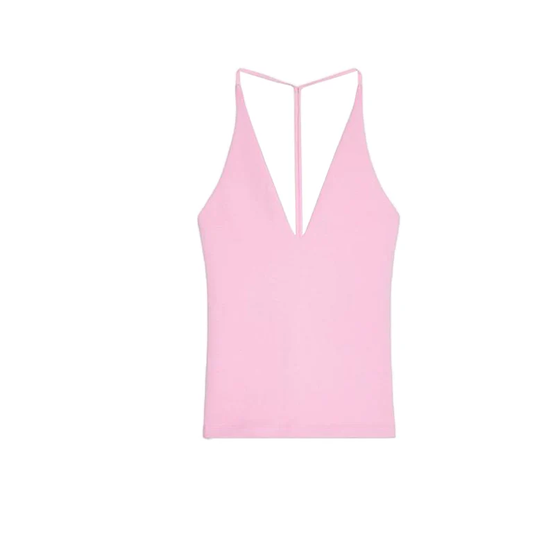 

New Summer Women's irt Design Ba Decorative Hanging Neline Light Maturi Sle Polyester Fiber Six Sve Women's Top