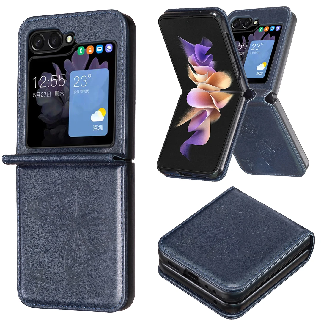 

For Samsung Galaxy Z Flip5 phone case case cartoon butterfly soft shell clamshell leather case