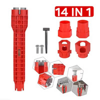 14 In 1 Wrench for Sink Faucet Sanitary Repair Tool with Double-Head Handle, Installer Ratchet Tool Set for Bathroom Sink Faucet