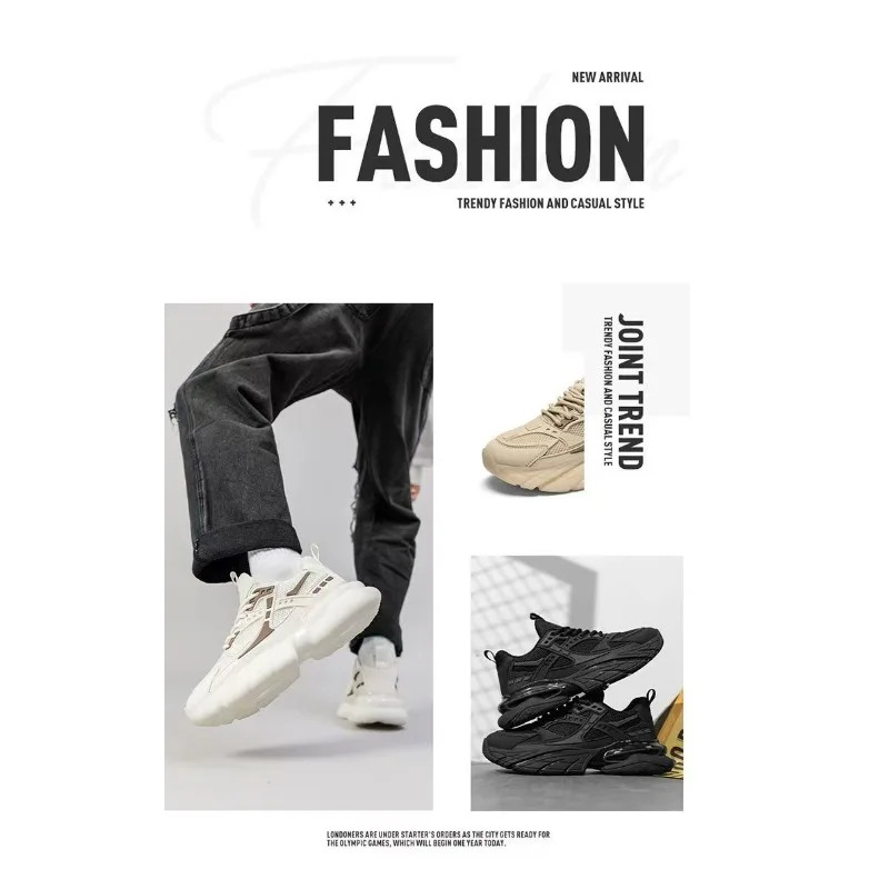 Korean Ins Beige Samurai Shape Dad Shoes 2026 Summer Trendy Breathable Height Increasing Male Student Streetwear Footwear