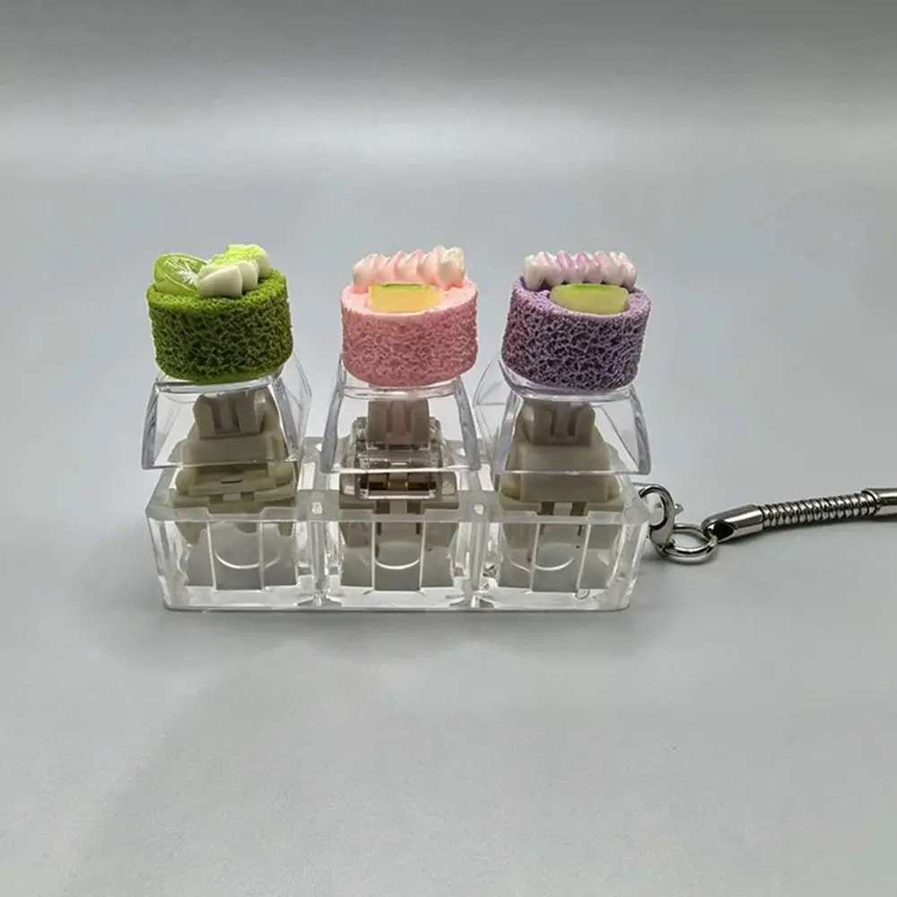 Pressable Buttons Fidget Button Keychain Stress Relief Cute Dessert Button Squeeze Keychain Multi Buttons