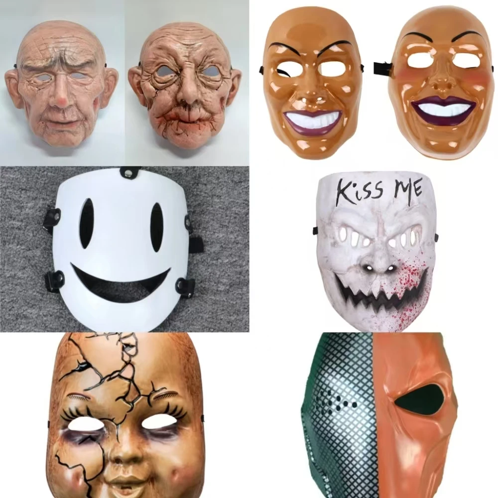 1PC Horror Adult Men Women Masks Cosplay PVC Crack Masks Halloween Multiple Masks Grandma Grandpa Head Cover Carnival Costumes