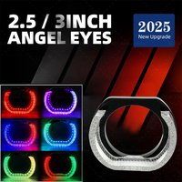1PCS 2.5/3Inch LED Angel Eyes Shrouds 7D Crystal DRL Covers With Scan Function Adjust Brightness App control Car Accessories