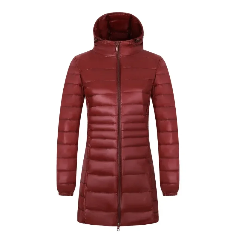 12 Color Women Long Warm Light Down Jacket Ladies Fashion Hooded with Portable Storage Bag Puffer Coats Women's Overcoats