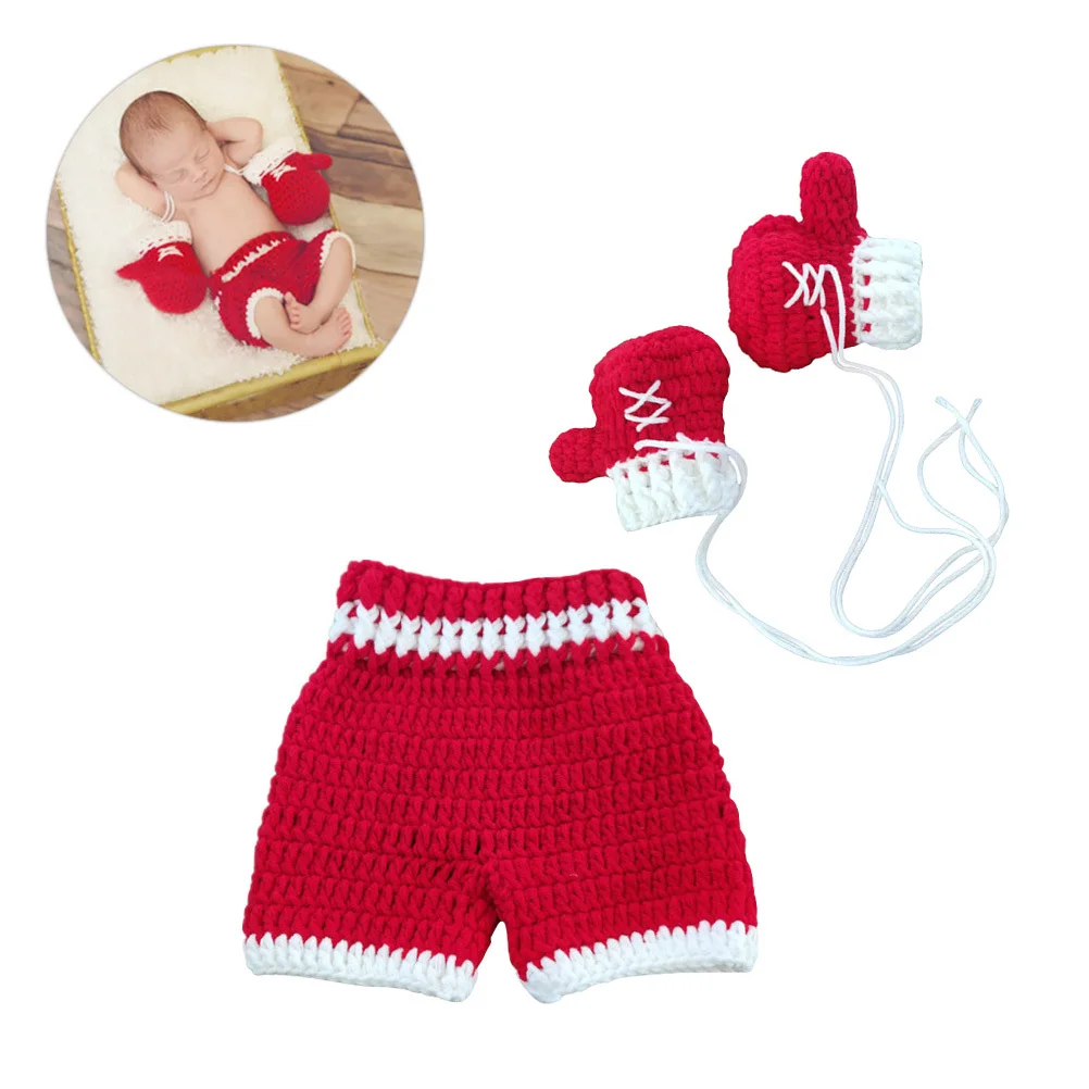 

1Set Red Knitted Baby Gloves Pants Newborn Photography Props Creative Baby Costume Comfortable Outfit Newborn Photography Props