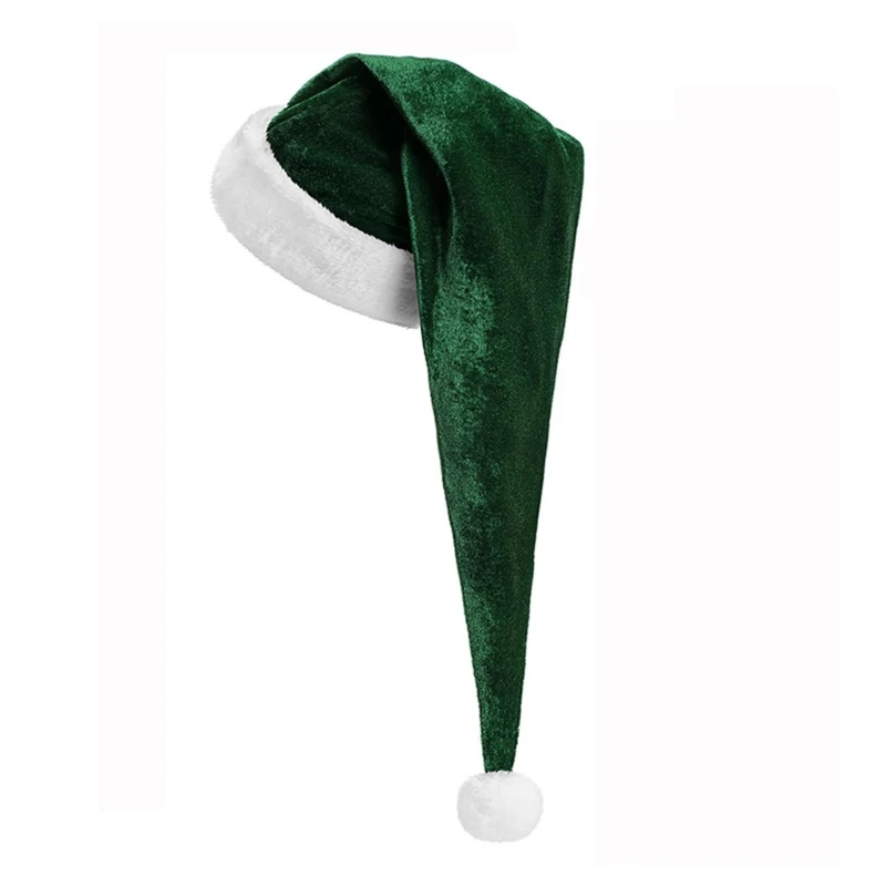 Classical Santa Hat Dark Green Caps for Christmas Family Gathering Party Headwear HXBA