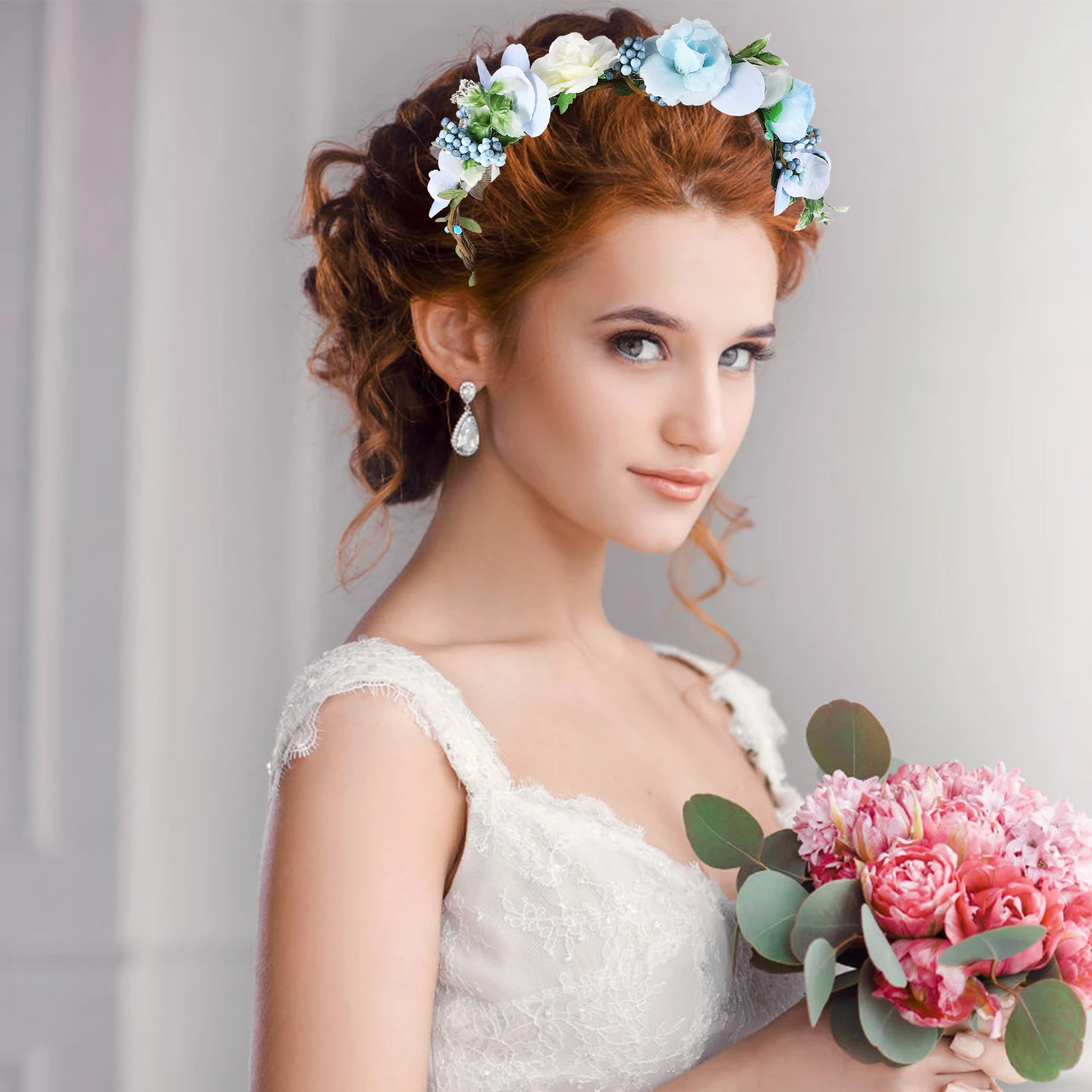 

Цветочный головной убор, свадебный аксессуар для волос, тиара для свадебной фото, богемная повязка на голову, эстетический венок, прочный