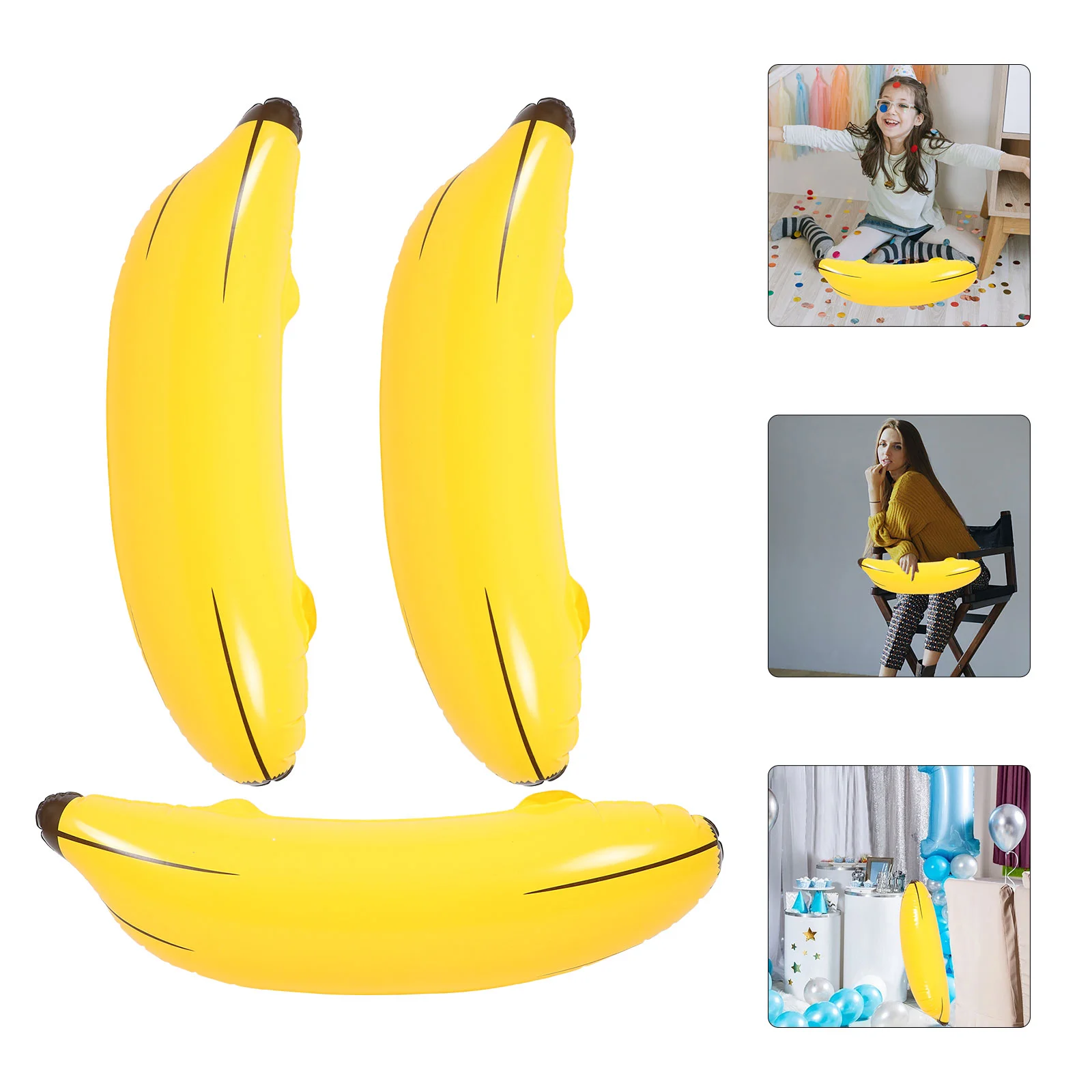3 Pcs Toys Pool Game Decor Party Inflatable Banana PVC Realistic Scratch Resistant Toss Inflatable Banana Party Fun