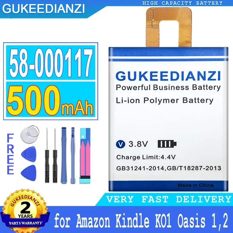 

GUKEEDIANZI Rechargeable Battery, 500mAh, 58-000117 for Amazon Kindle, KO1, Oasis, 1,2, Oasis1, Oasis2, Big Power, Free Tools