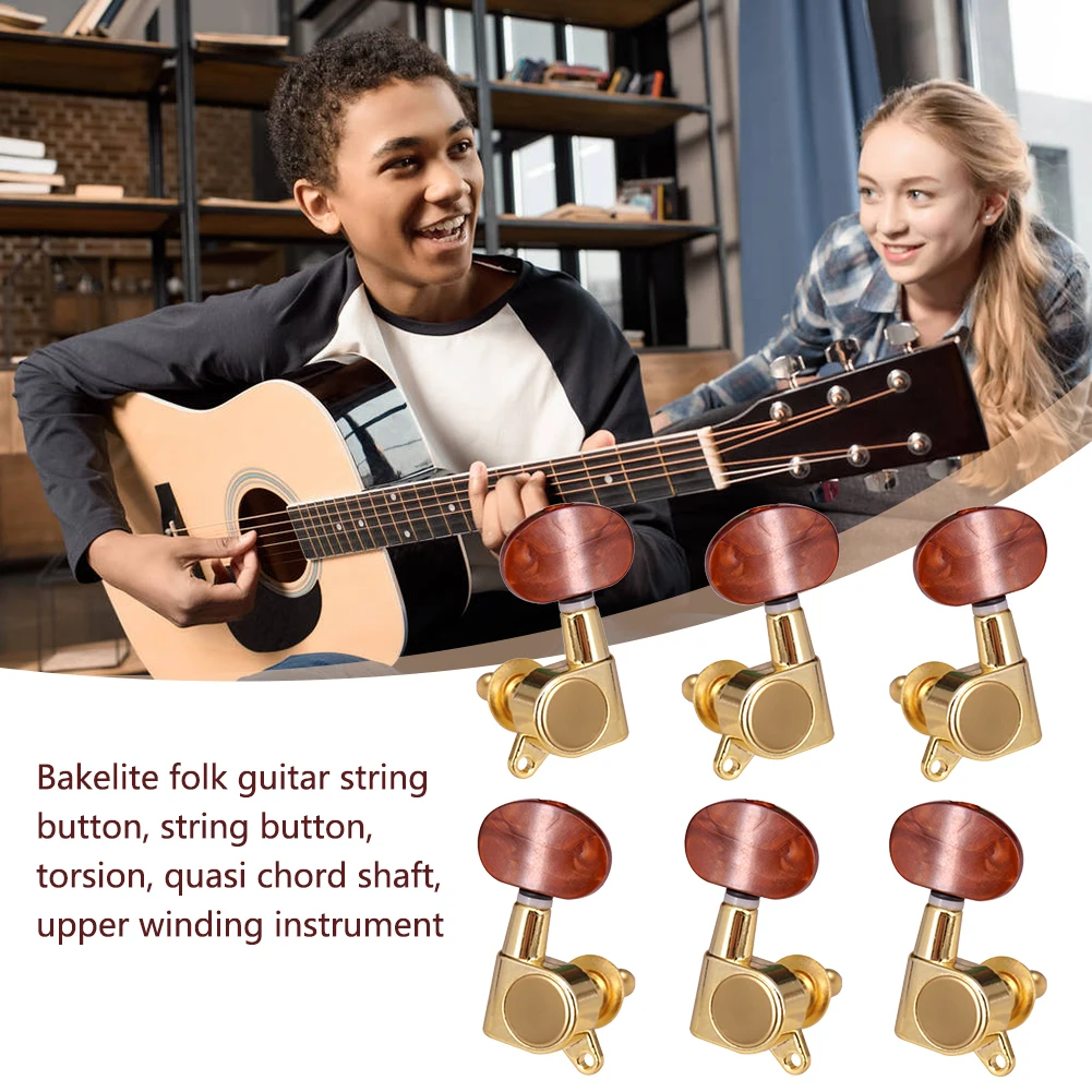 6pcs 3R 3L Guitar Tuning Pegs Enclosed Locking Tuners Closed Knob Machine Heads Guitar for Acoustic Electric Guitar Accessories