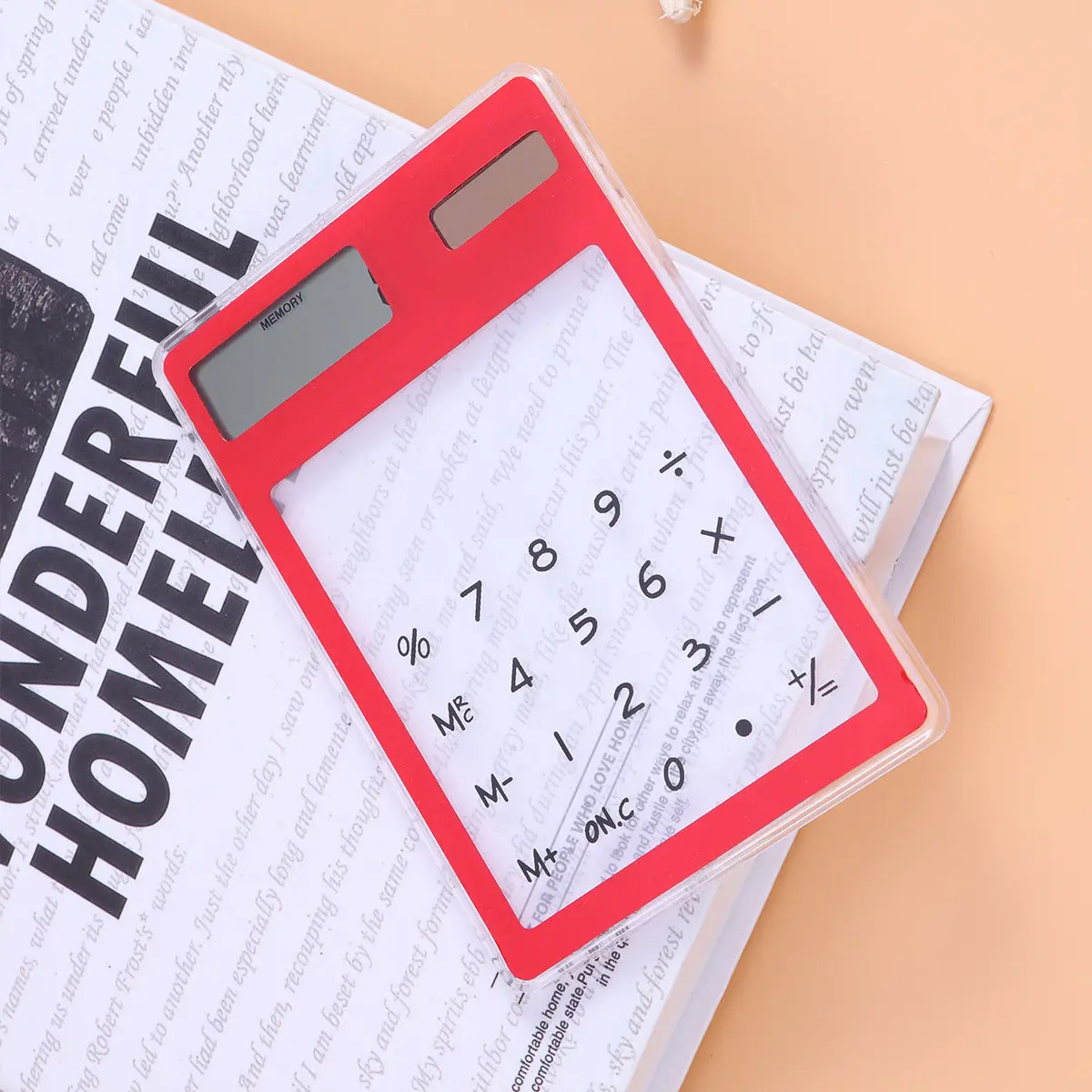 

4Pcs Solar Calculator Transparent Touch Panel Portable Design School Office Supplies Multicolor LCD Screen Touch Screen