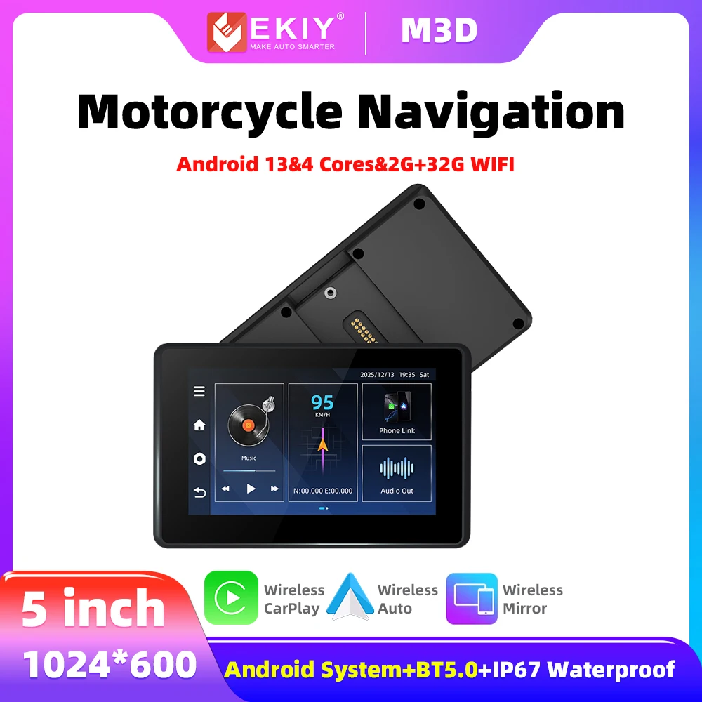 EKIY Android 13 Wireless Carplay Android Auto WIFI For Universal BMW Motorcycle GPS Navigation Portable Display Motorbike Screen