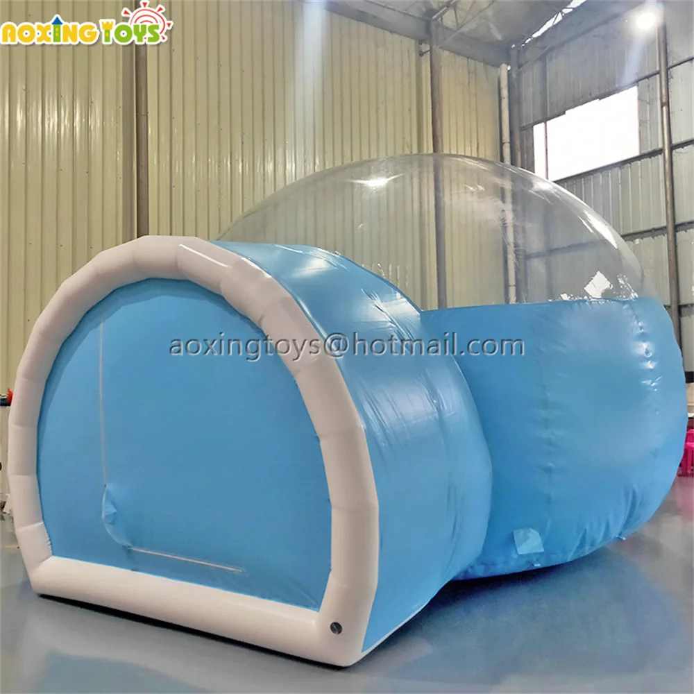 Outdoor Sky Blue House Inflatable Bubble Tent Campaign Dome Room With Single Tunnel For Events Grden Hotel Yard With Blower