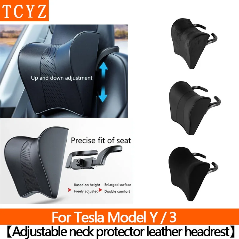 

Подушка для шеи из пены с эффектом памяти, подушка для подголовника автомобиля для Tesla Model Y Model 3 2017-2026, поддержка шейных позвонков, регулируемая высота