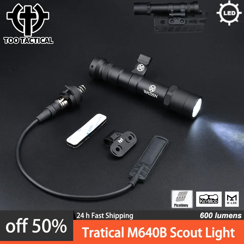 

Tactical Airsoft M640B Flashlight Surefir M640 M640b Light Hunting Rifle Weapon Spotlight 600 Lumens Fit M-lok Keymod 20mm Rail