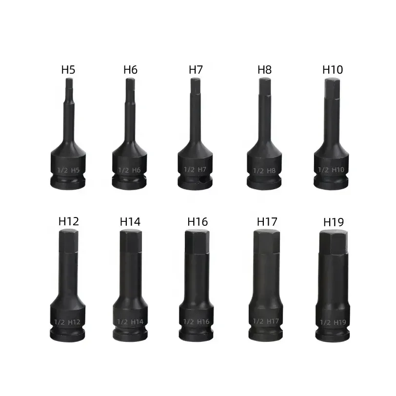 1/2 Pulgadas Drive Impact Hexagon Bit Sleeve Kit Métrico 5-22mm Hexagon Bit Sleeve Kit Impact Wrench