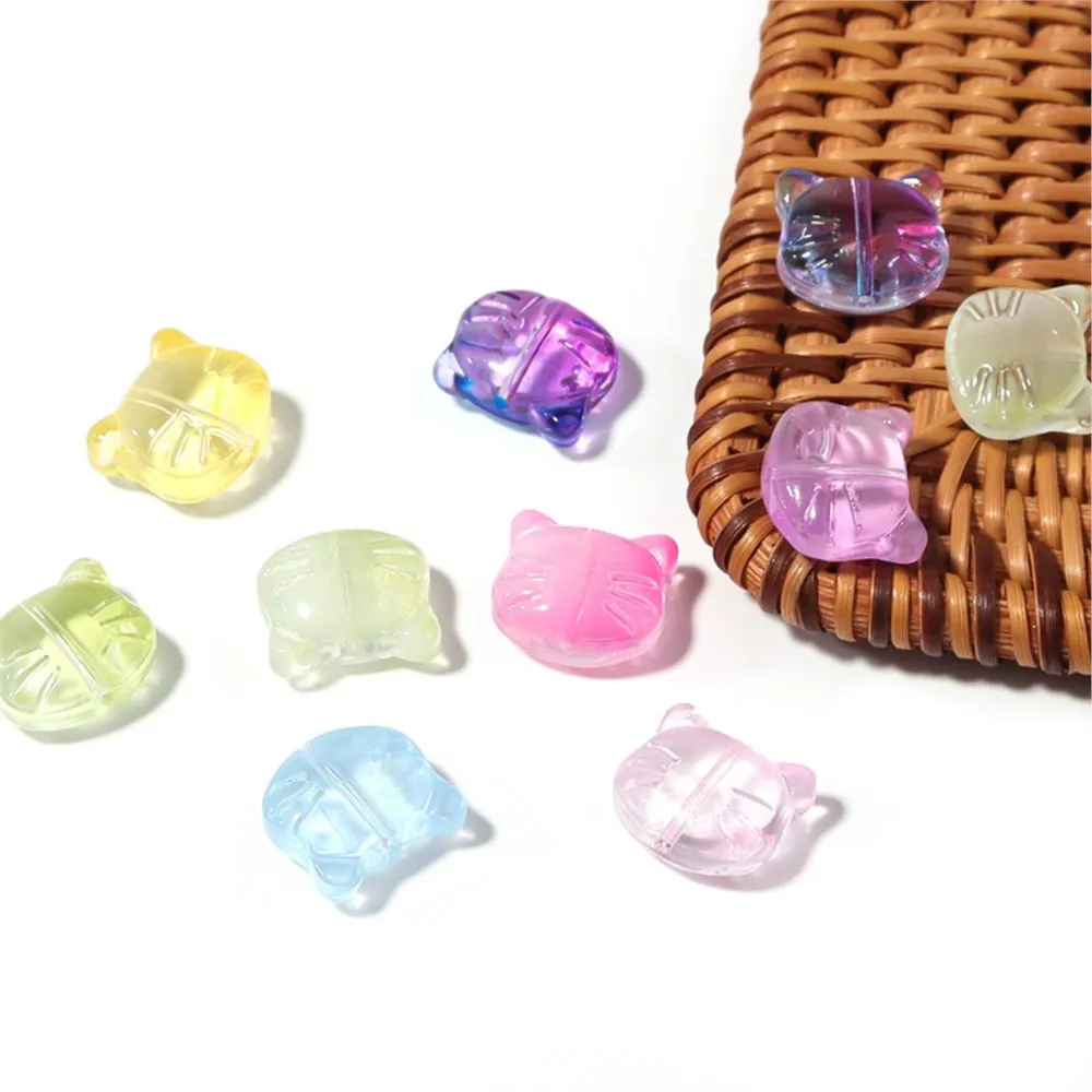 30Pcs/Lot Cute Glass Cat Head Beads Color Lampwork Charm Bead For DIY Bracelets Necklace Earring Jwelry Making Jwelry Making view 5