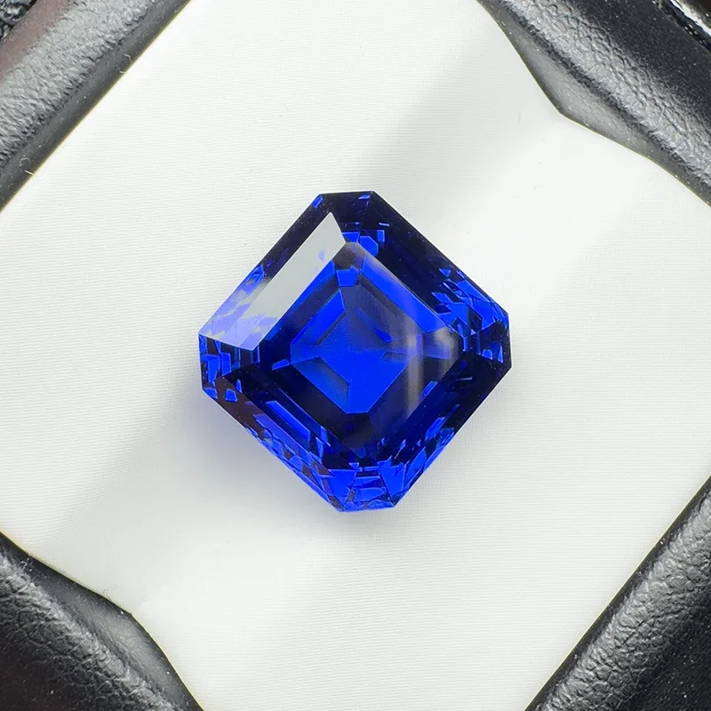 Saphir de laboratoire taille Asscher bleu royal, 12x12mm, 12,7 ct, VVl's, pierre précieuse pour bijoux de bricolage, exécutif avec certificat AGL