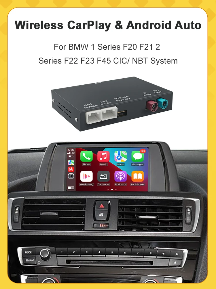 Kabelloses CarPlay Android Auto für BMW Serie 1 2 F20 F21 F22 F23 F30 F31 F32 F33 NBT EVO CIC mit Mirror Link AirPlay Interface