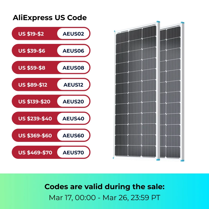 Renogy 2PCS Solar Panels 100 Watt 12 Volt, High-Efficiency Monocrystalline PV Module Power Charger for RV Marine Rooftop Farm