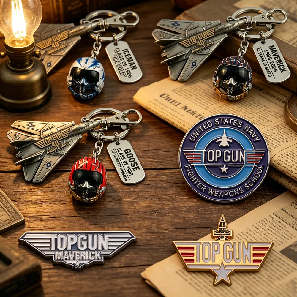 Nuevo Pin Esmaltado Top Gun Maverick 2026 y Llavero Broche de Solapa Top Gun 40 Aniversario, Regalos para Amantes Militares