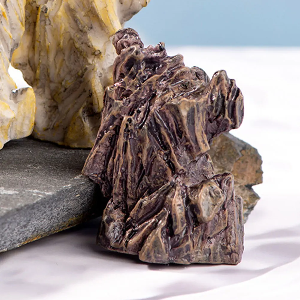 

2Pcs Micro Landscape Mountain Decor Artificial Resin Rockery Statues Mini Garden Stone Ornament for Flower Pot DIY Fairy Garden