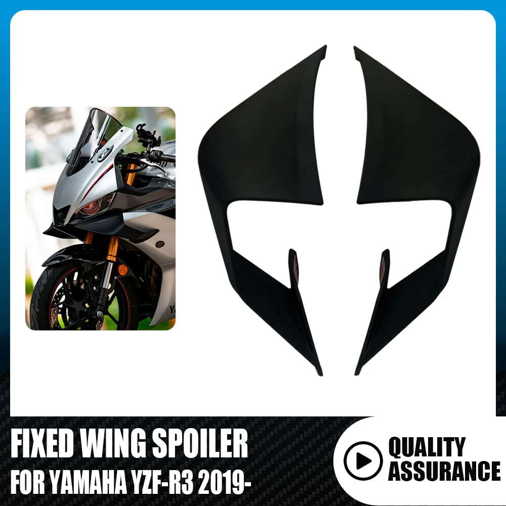 New For Yamaha YZF-R3 YZF R3 YZFR3 2019 2020 2021 2022 ABS Plastic Motorcycle Fixed Wind Wing Aerodynamic Wings Fairing spoiler