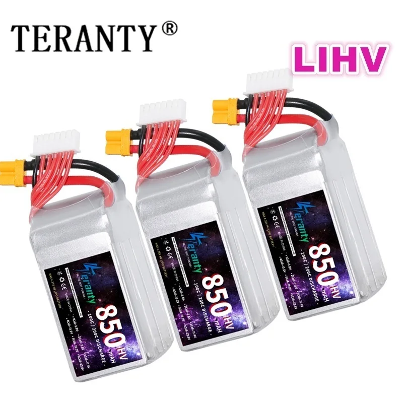 

TERANTY HV 6S 22.8V 100C/200C 850mAh Lipo Battery For RC Helicopter Quadcopter FPV Racing Drone Rechargeable Battery XT60 XT30