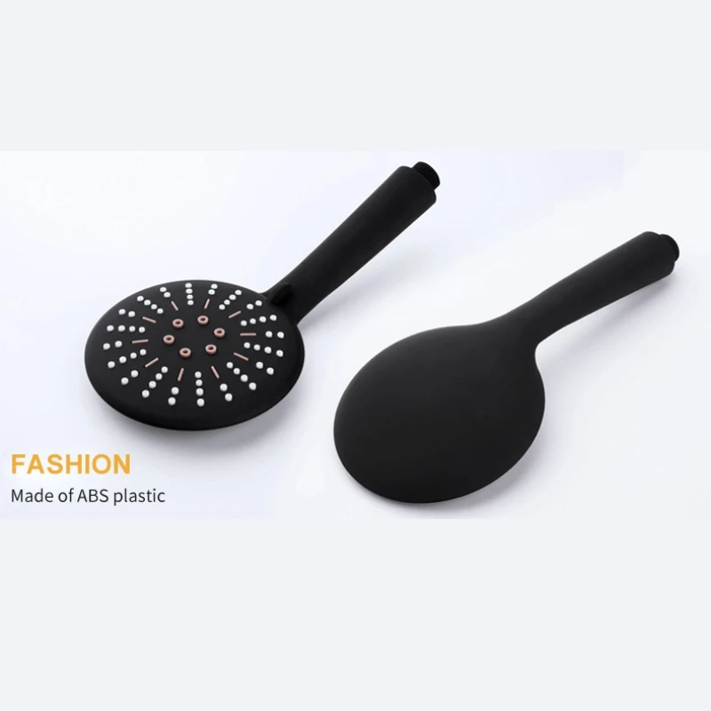 Wall Mounted Three Function Hand Held Shower With Free Lifting Rod  With Black Shower Head High Pressure Rain Sprayer Set