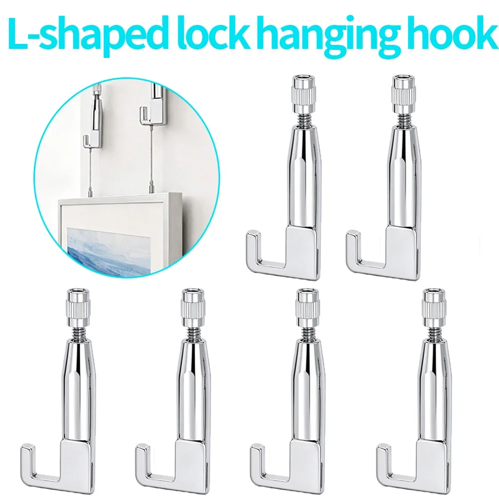 L-Shaped Heavy-Duty Hanging Hook With Lock Suitable For 1-1.5mm Steel Wire Rope On Photo Frames Canvas Art Decoration Hardware