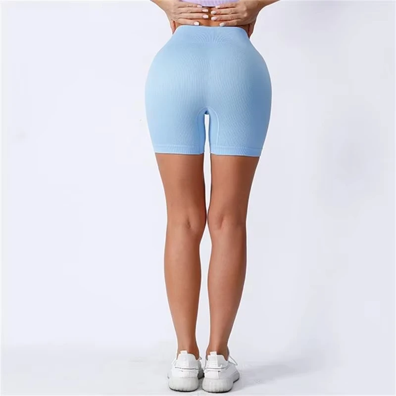 

Women's High Waisted Seamless Ribbed Workout Shorts - 3 Inch Soft Summer Activewear, Butt Lifting Yoga Gym Biker Shorts