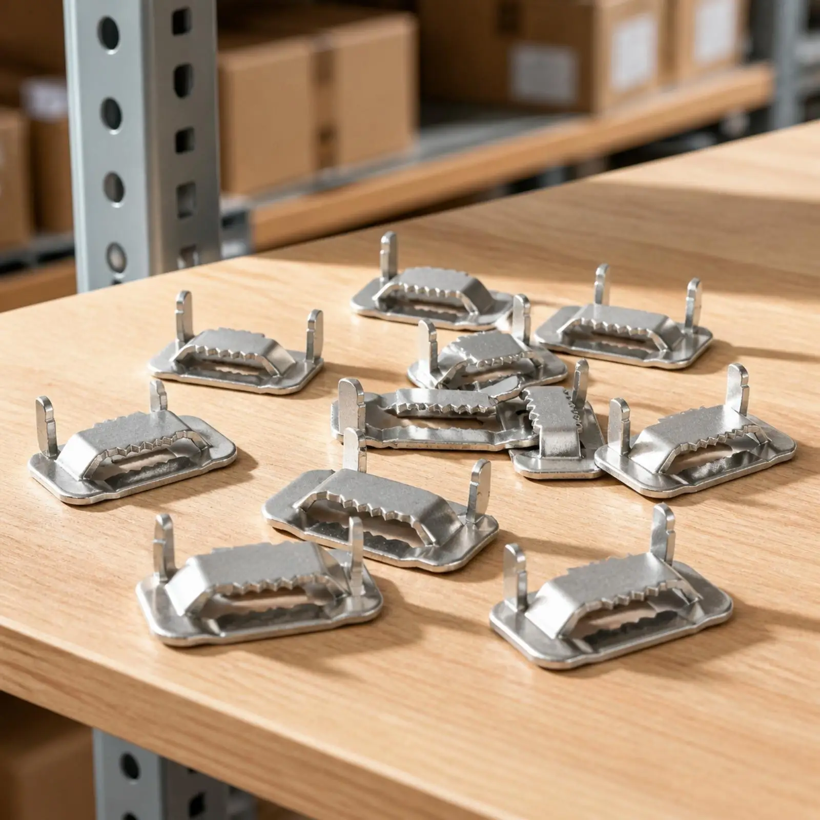 Steel Fastener Buckle Serrated Grip Locking Strapping Buckle for Stainless Banding Tensioning and Industrial Application