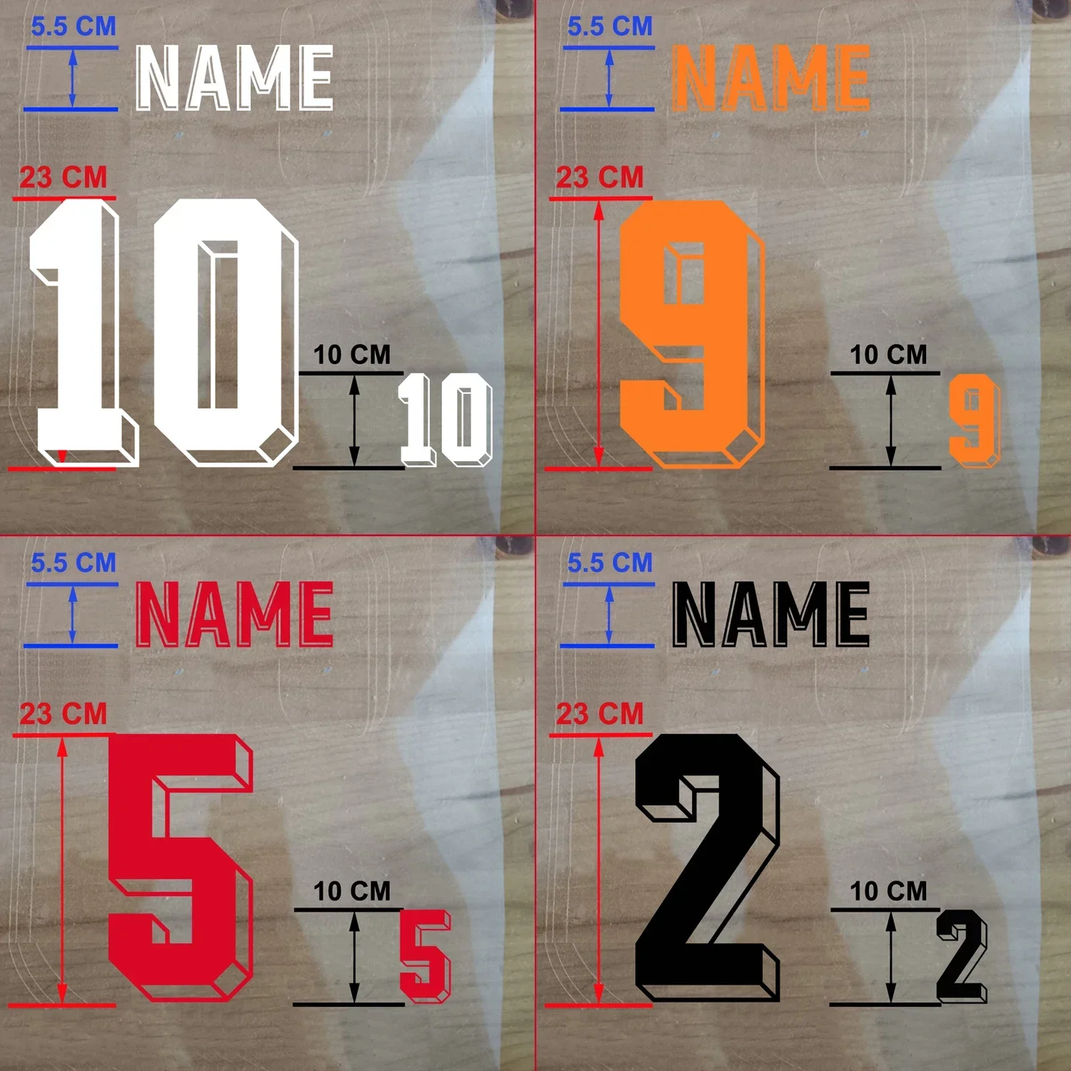 Basketball 3D Athletes Number Nameset Heat Transfer Printing Sticker White Red 3D Football Number Hot Stamping Patches 3D Letter