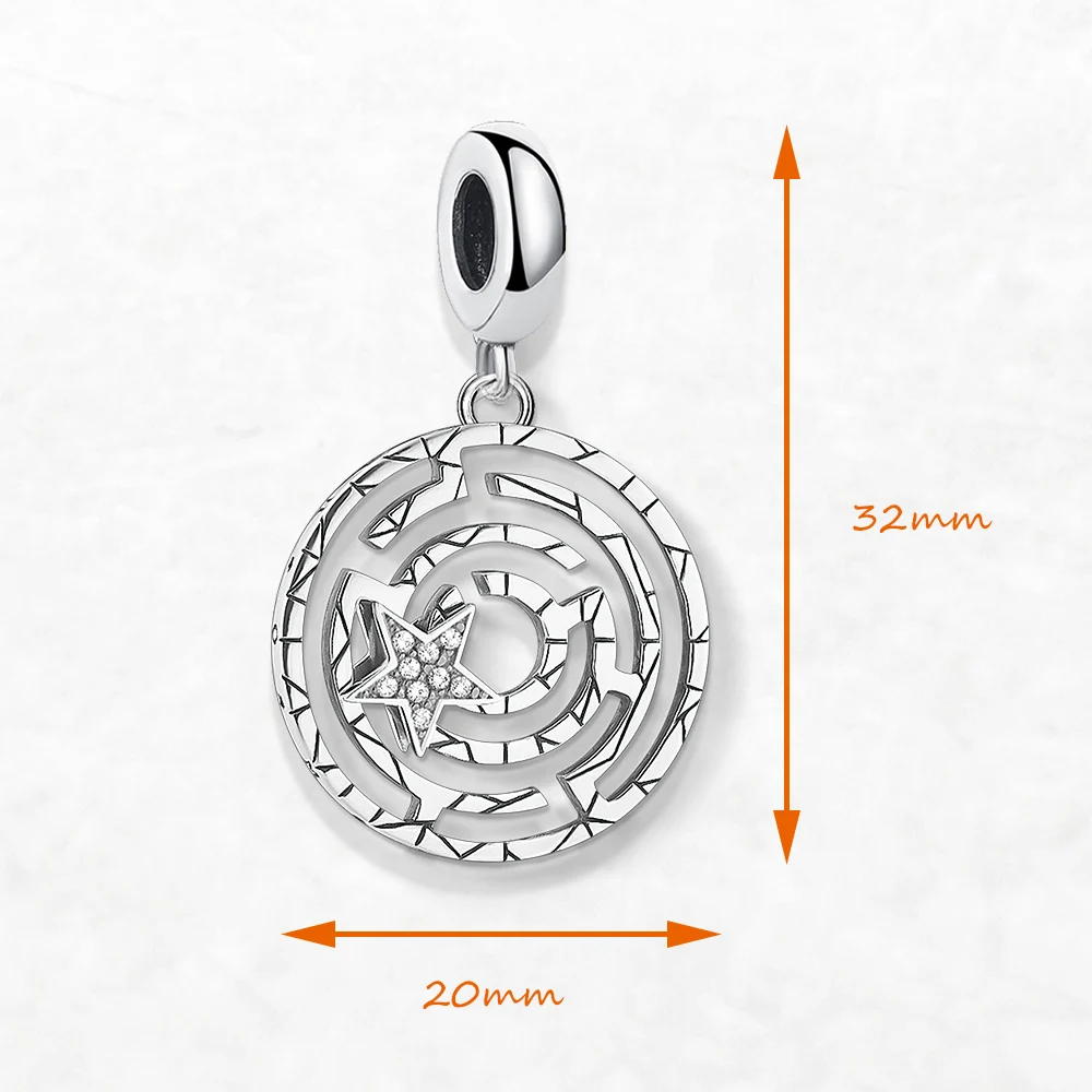 New Maze Charm Pendant Lucky Vintage Gift For Women Men Winter Real 925 Sterling Silver Fine Jewelry