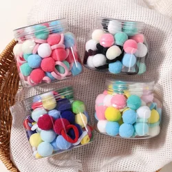 20pcs Kids Elastic Hair Bands Girls Plush Ball Rubber Band For Children Sweets Scrunchie Hair Ties Clip Baby Hair Accessories