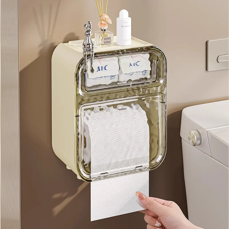 

toilet paper box Toilet tissue box Shelf Place roll paper drawing paper Wall-mounted bathroom waterproof and free of punching