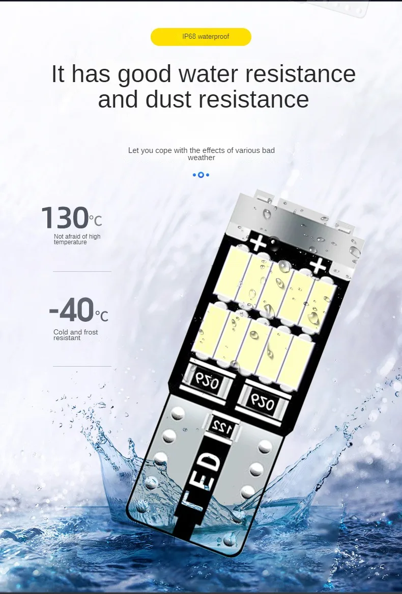 300PCS Pure White Instrument Lights Bulb Lamp T10 W5W 4014 26 SMD Led Canbus No Error 194 501 Car Interior Light DC 12V