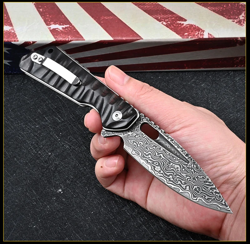 Folding knife New style The Black wood handle Pure VG10 Damascus steel outdoor tools self-defense knife