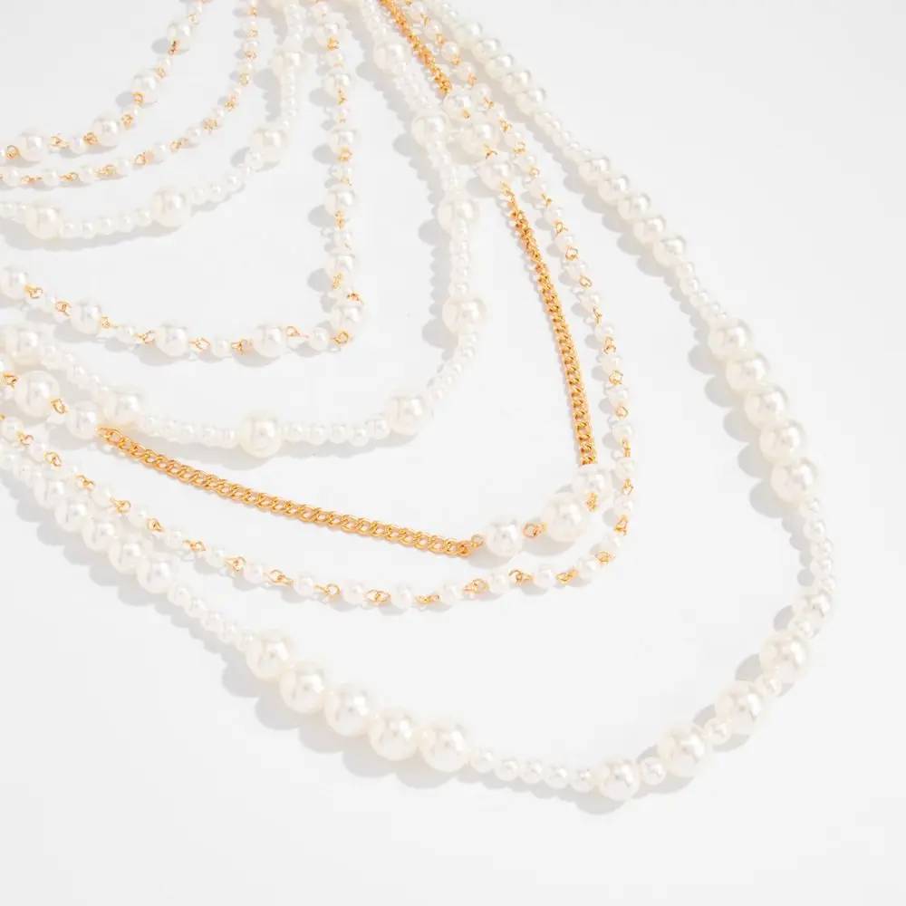 Bohemian Style Multilayer Pearl Necklace Baroque Long Tassel Pearl Sweater Chain Jewelry Beads Bridal Jewelry Party Accessories